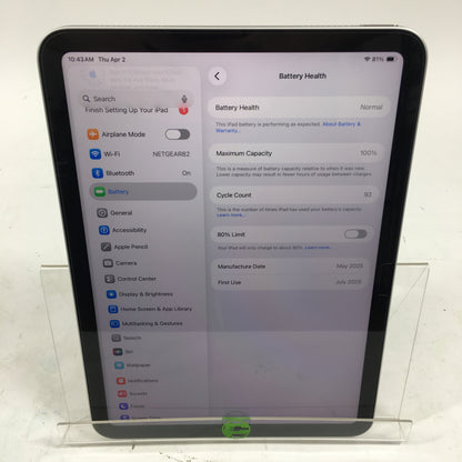 WiFi Only Apple iPad 11" (A16) 128GB Silver MD3Y4LL/A