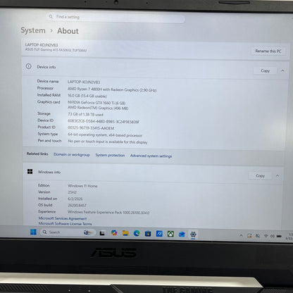 Asus TUF A15 TUF506 15.6" Ryzen 7 4800H 2.9GHz 16 1TB SSD GeForce GTX 1660 Ti