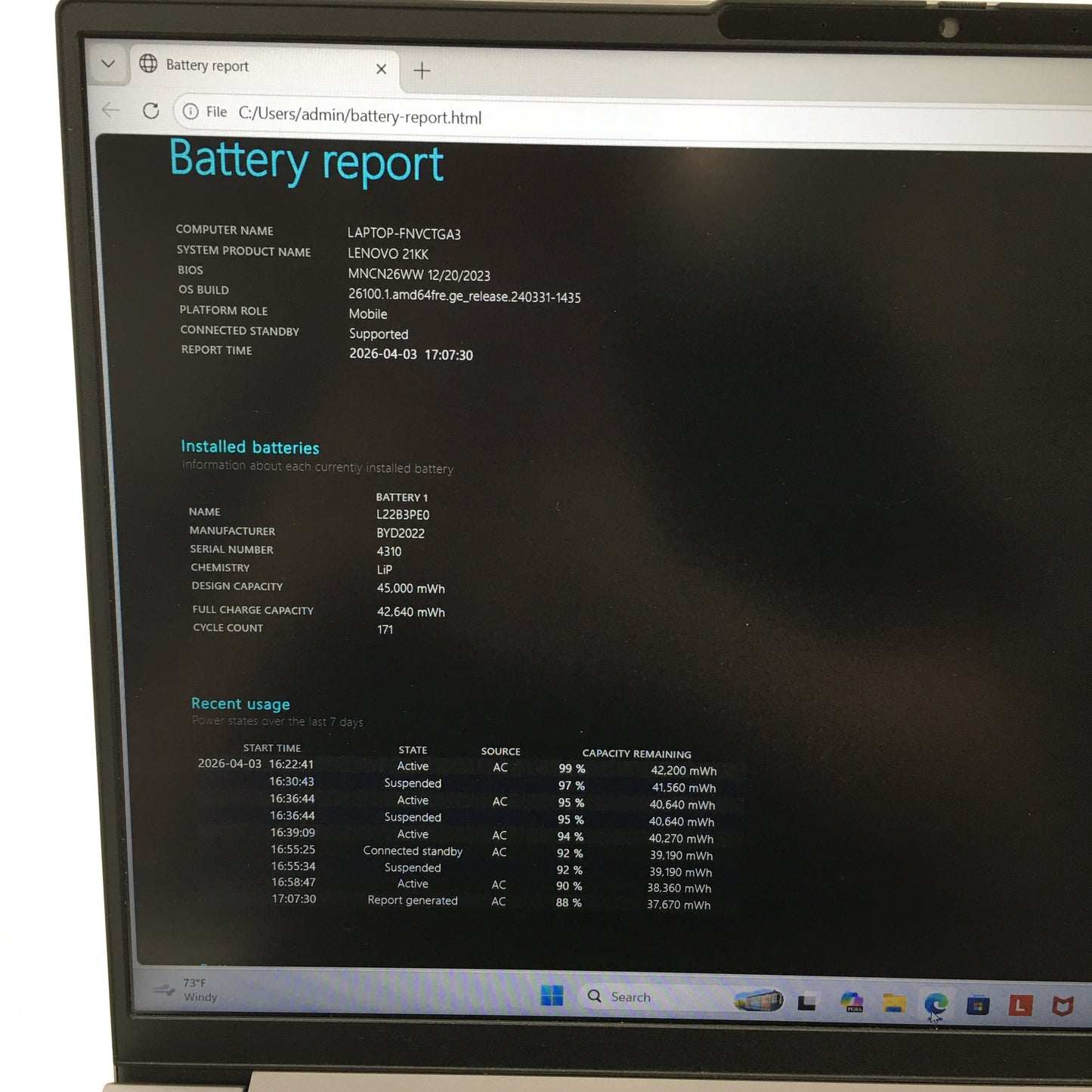 Lenovo ThinkBook 16 Gen 6 16" Ryzen 5 7530U 2.0GHz 8GB RAM 256GB SSD