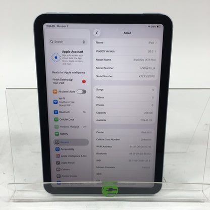 WiFi Only Apple iPad mini (A17 Pro) 256GB