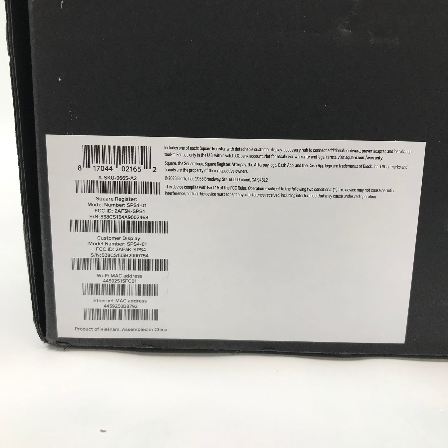 Square SPS1-01 Square Register SPS1-01