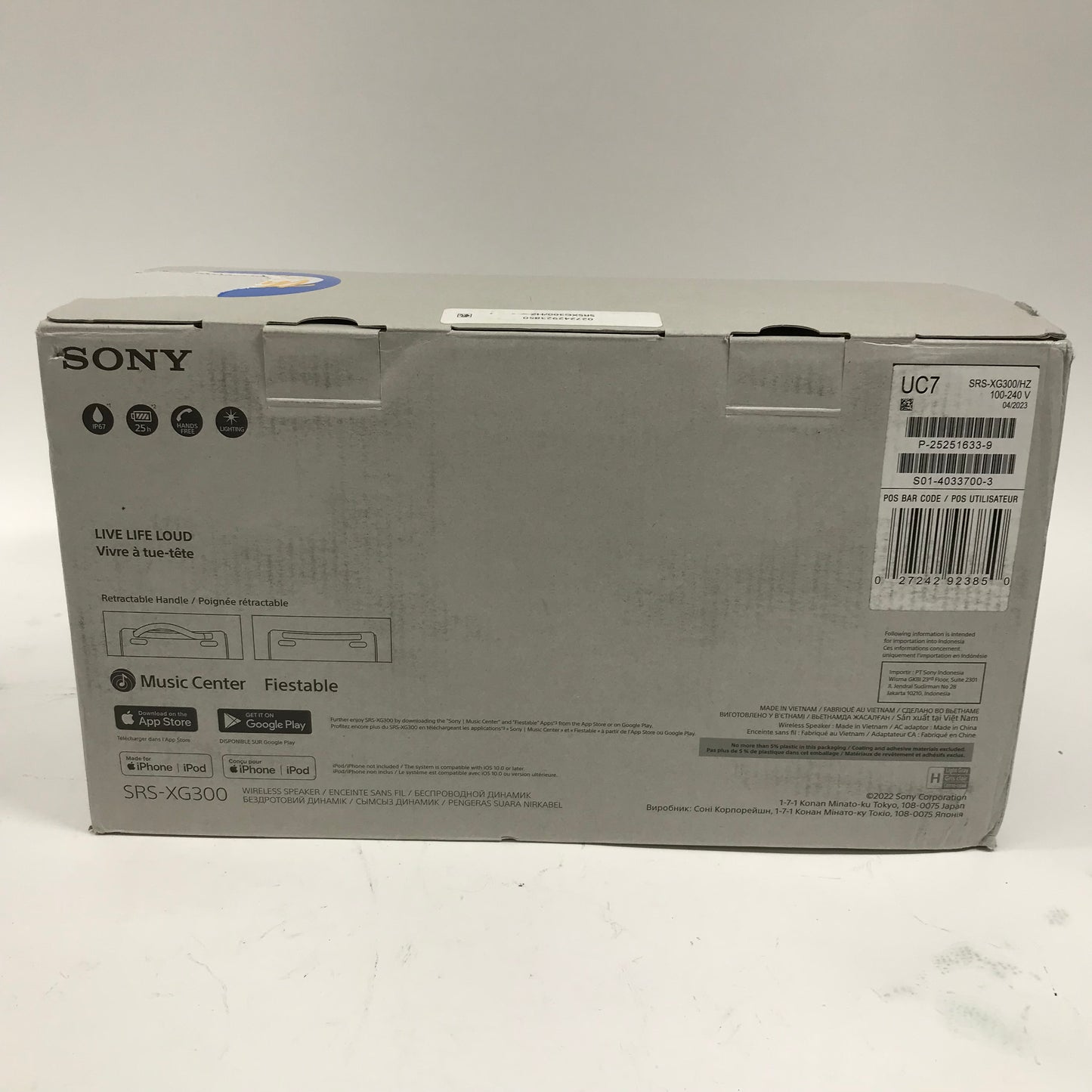 Sony XG300 Portable Bluetooth Speaker Gray SRS-XG300