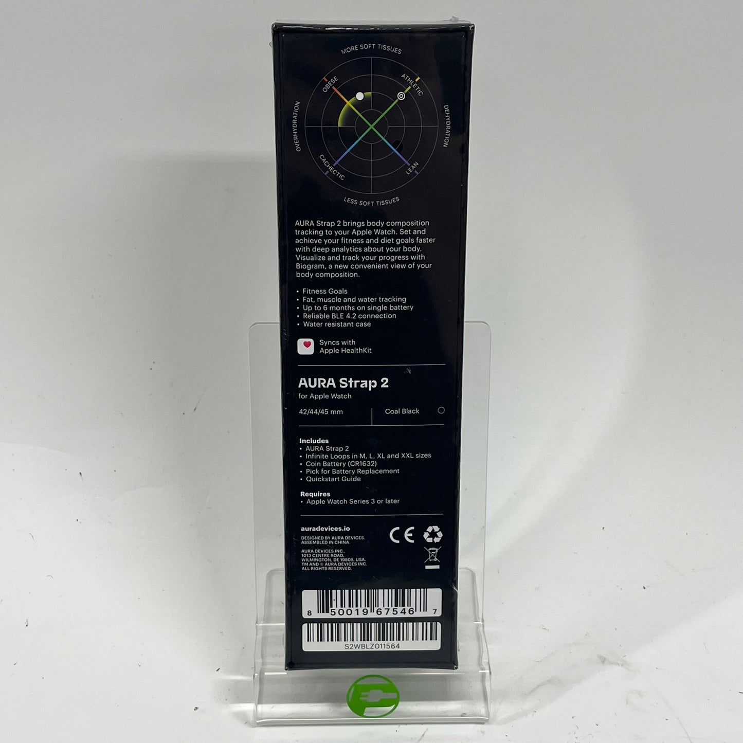 New Aura Strap 2 100-000000071 Black Wireless For Apple Watch 3 or newer