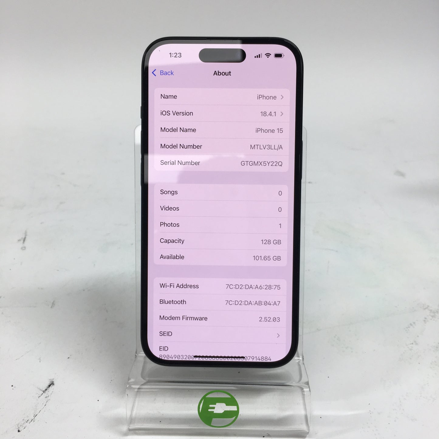 Factory Unlocked Apple iPhone 15 128GB Black MTLV3LL/A