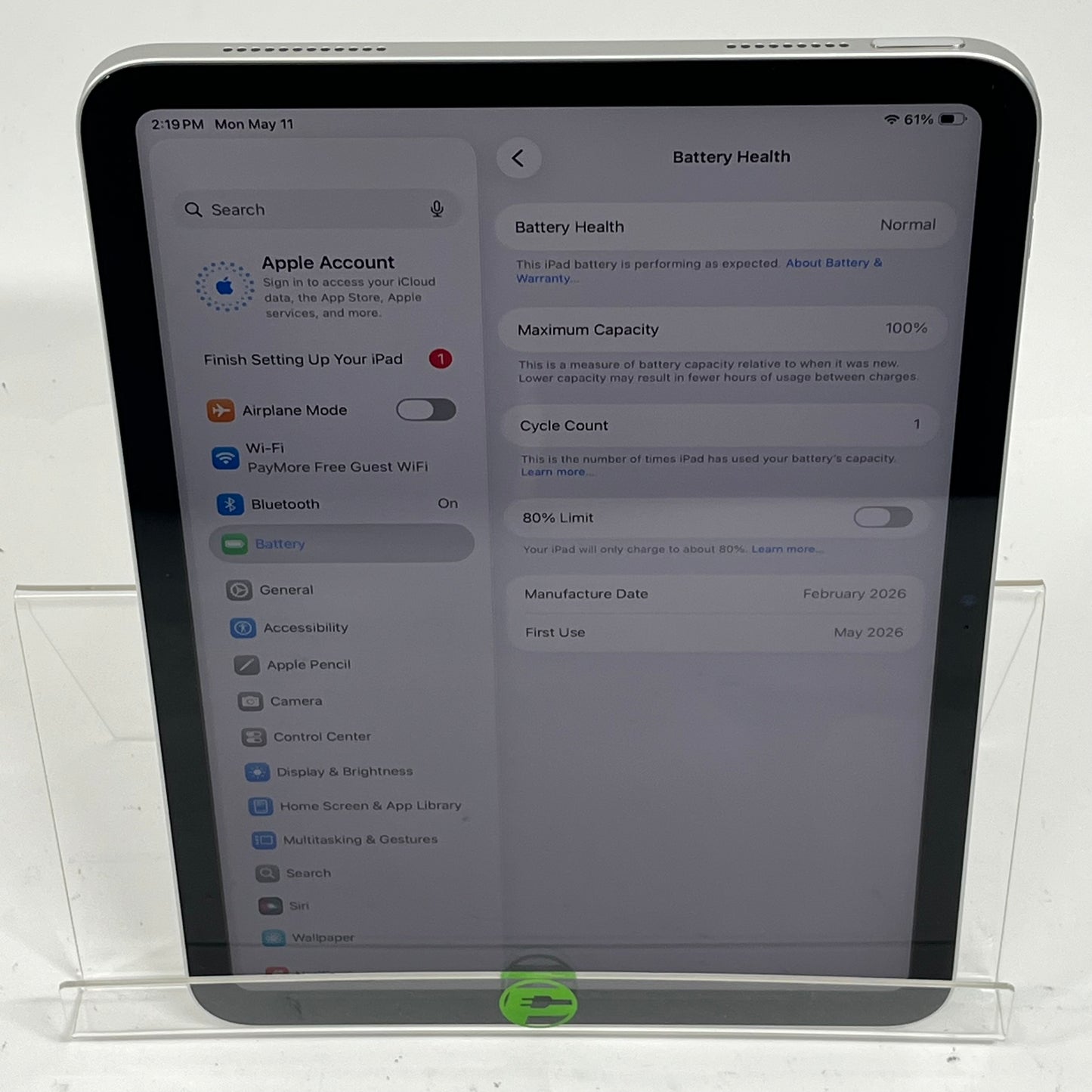 WiFi Only Apple iPad 11" (A16) 128GB Silver MD3Y4LL/A