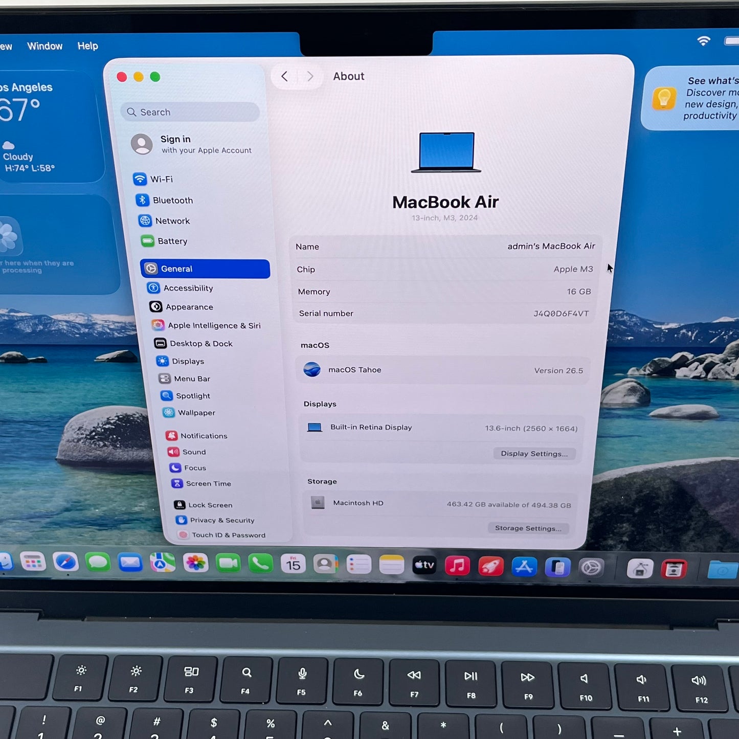 2024 Apple MacBook Air 13.6" M3 10C GPU 4.0GHz 16GB RAM 512GB SSD MXCV3LL/A