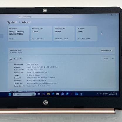 HP Laptop 14-DQ3280NR 14" Celeron N4500 1.1GHz 4GB RAM 64GB SSD