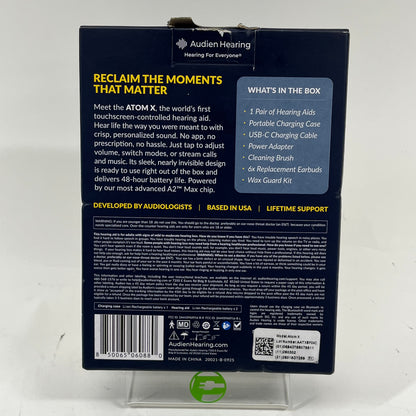 New Audien Hearing Atom X Hearing Aid ATOMX