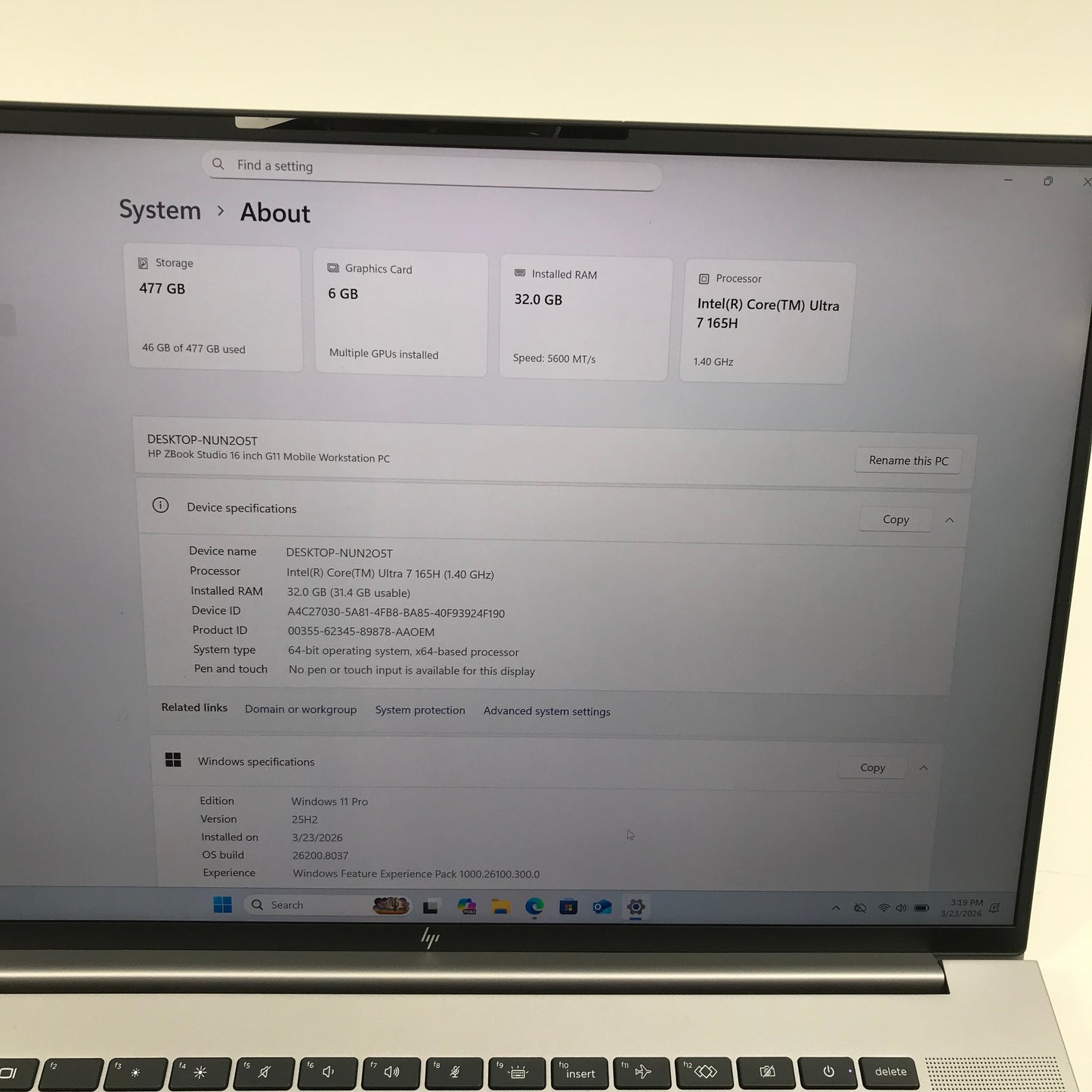 HP ZBook Studio G11 16" Core Ultra 7 165H 1.4GHz 32GB RAM 512GB SSD RTX 1000 Ada