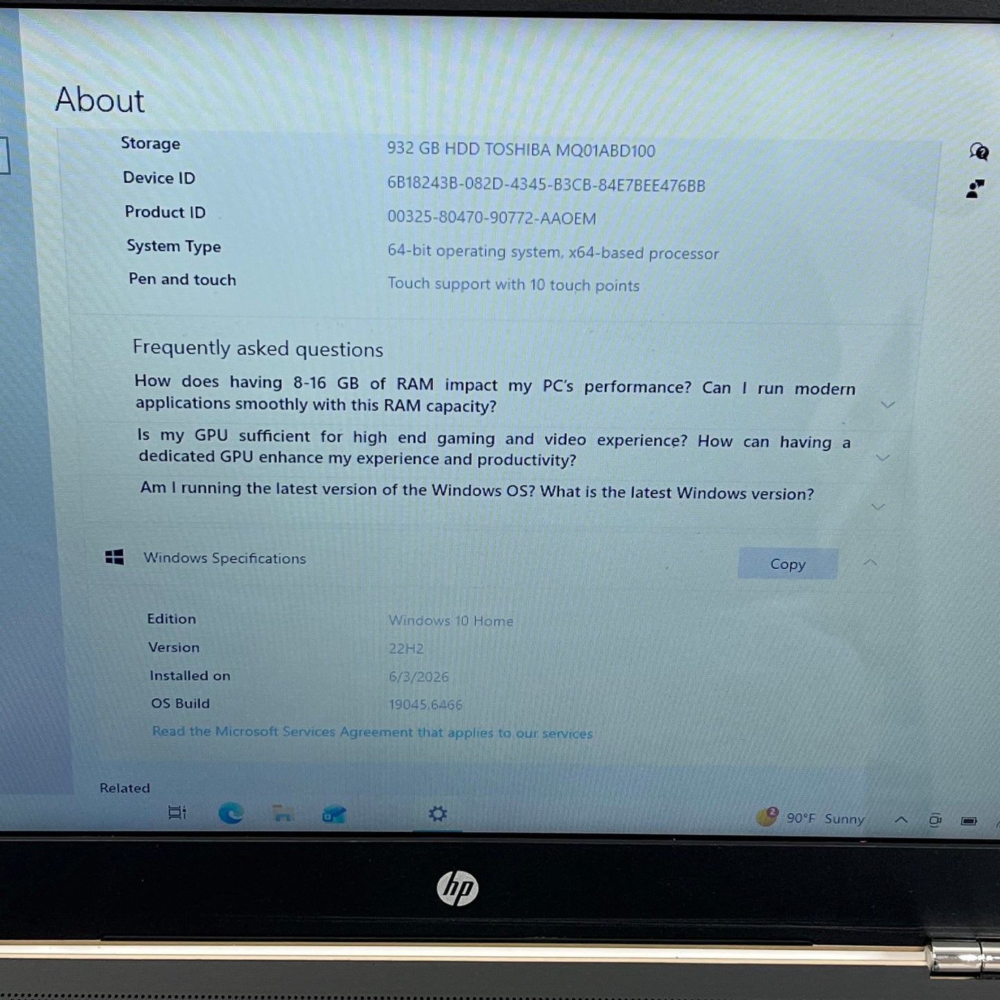 HP Pavilion 15-AU030WM 15.6" i5-6200U 2.4GHz 8GB RAM 1TB SSD