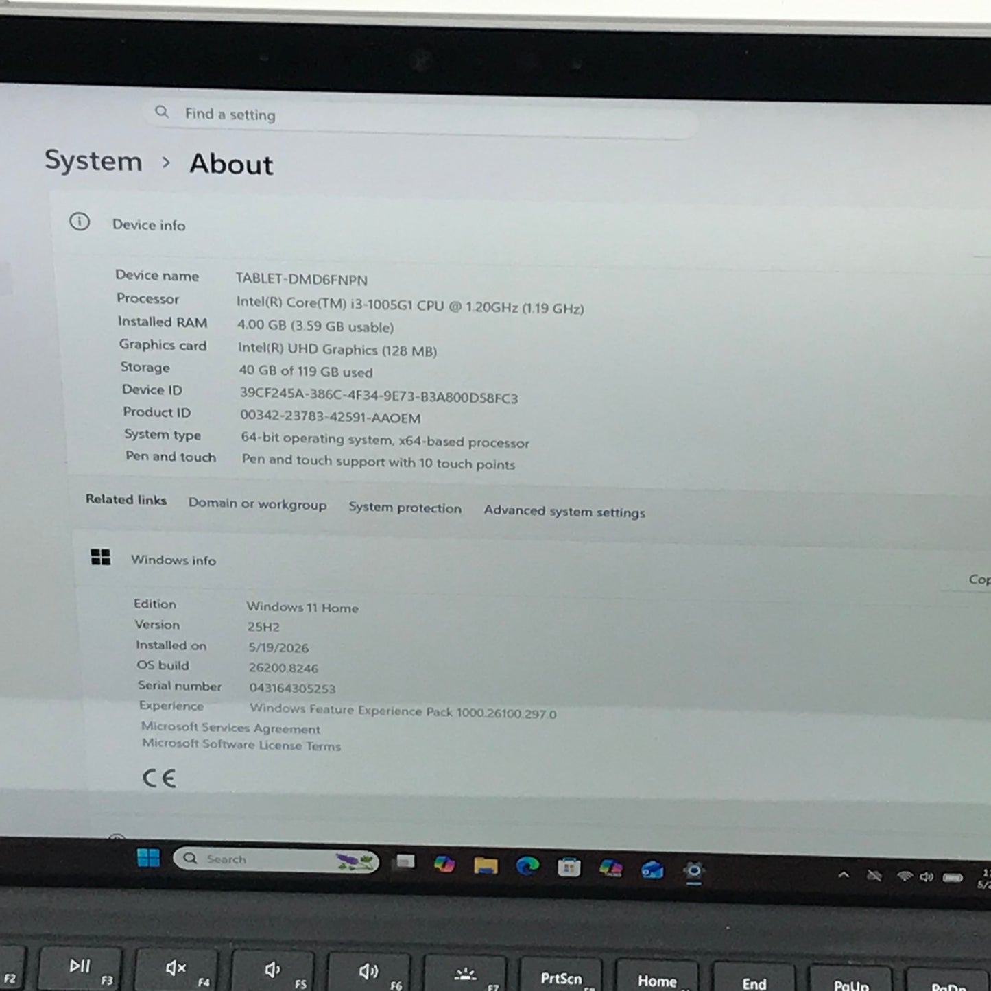 Microsoft Surface Pro 7 1886 12.3" i3-1005G1 1.2GHz 4GB RAM 128GB SSD