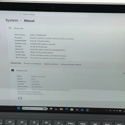 Microsoft Surface Pro 7 1886 12.3" i3-1005G1 1.2GHz 4GB RAM 128GB SSD