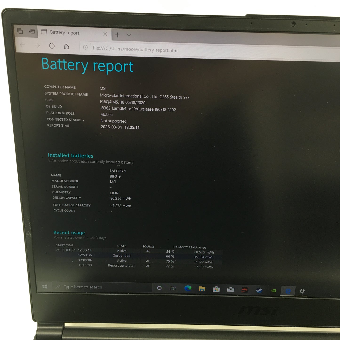 MSI Stealth GS65 15.6" i7-9750H 2.6GHz 32GB RAM 500GB SSD GeForce RTX 2060