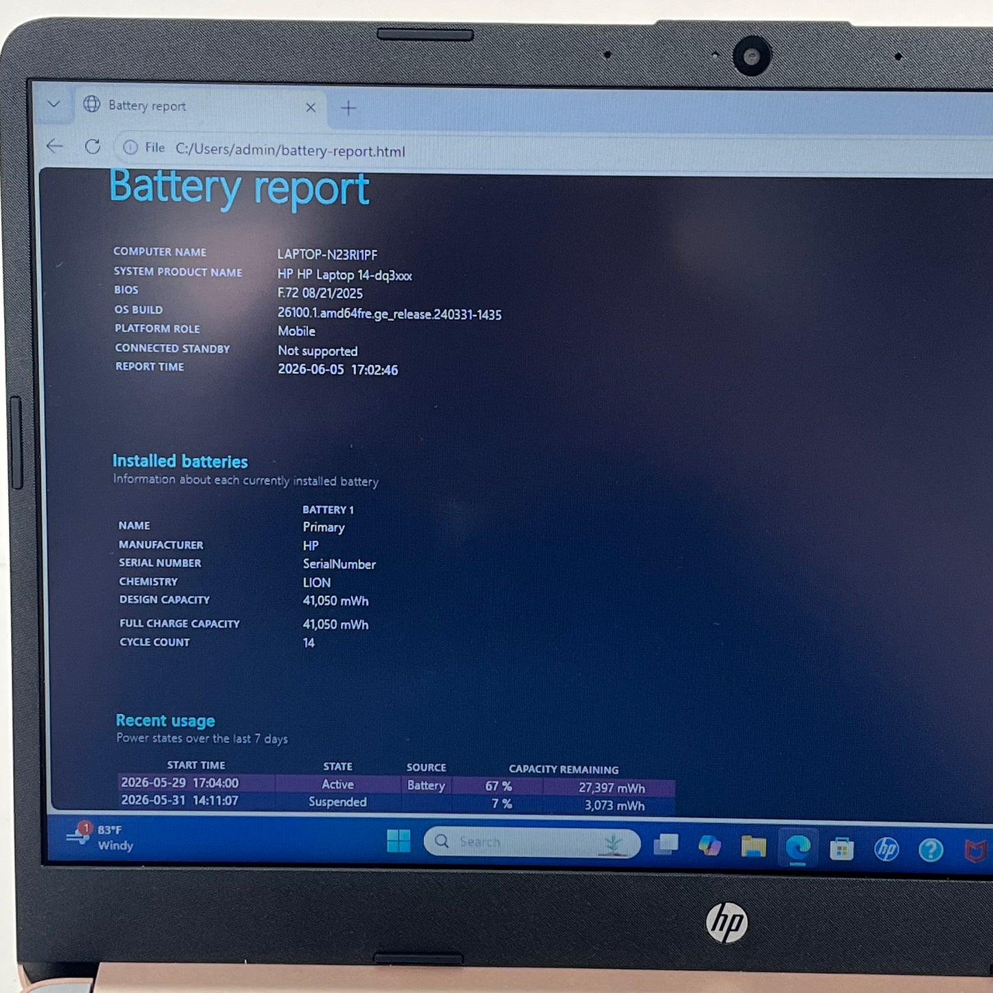HP Laptop 14-DQ3280NR 14" Celeron N4500 1.1GHz 4GB RAM 64GB SSD