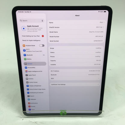 WiFi Only Apple iPad Pro 13" M5 256GB Space Black MDYJ4LL/A