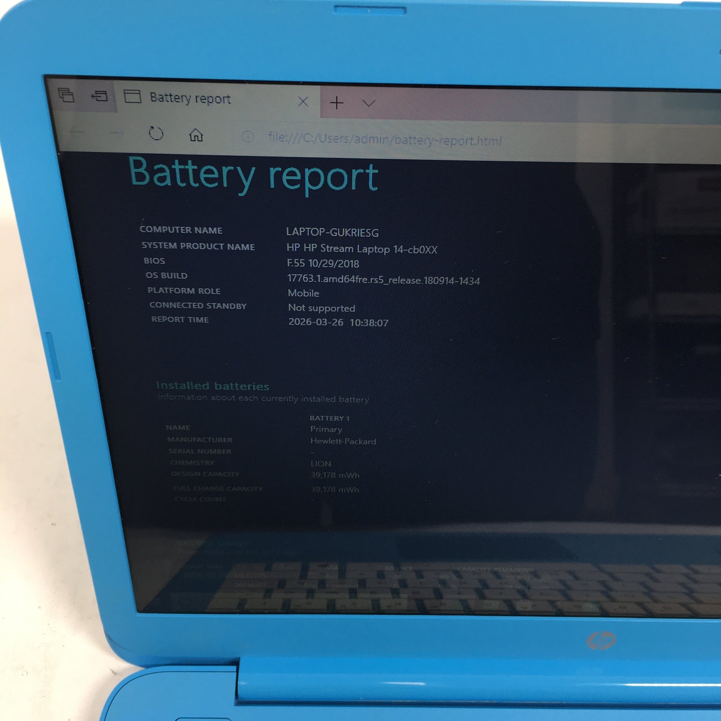 HP Stream 14-CB011WM 14" Celeron N3060 1.6GHz 4GB RAM 32GB SSD