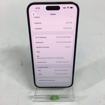 Factory Unlocked Apple iPhone 14 Pro Max 256GB Space Black NQ8T3LL/A